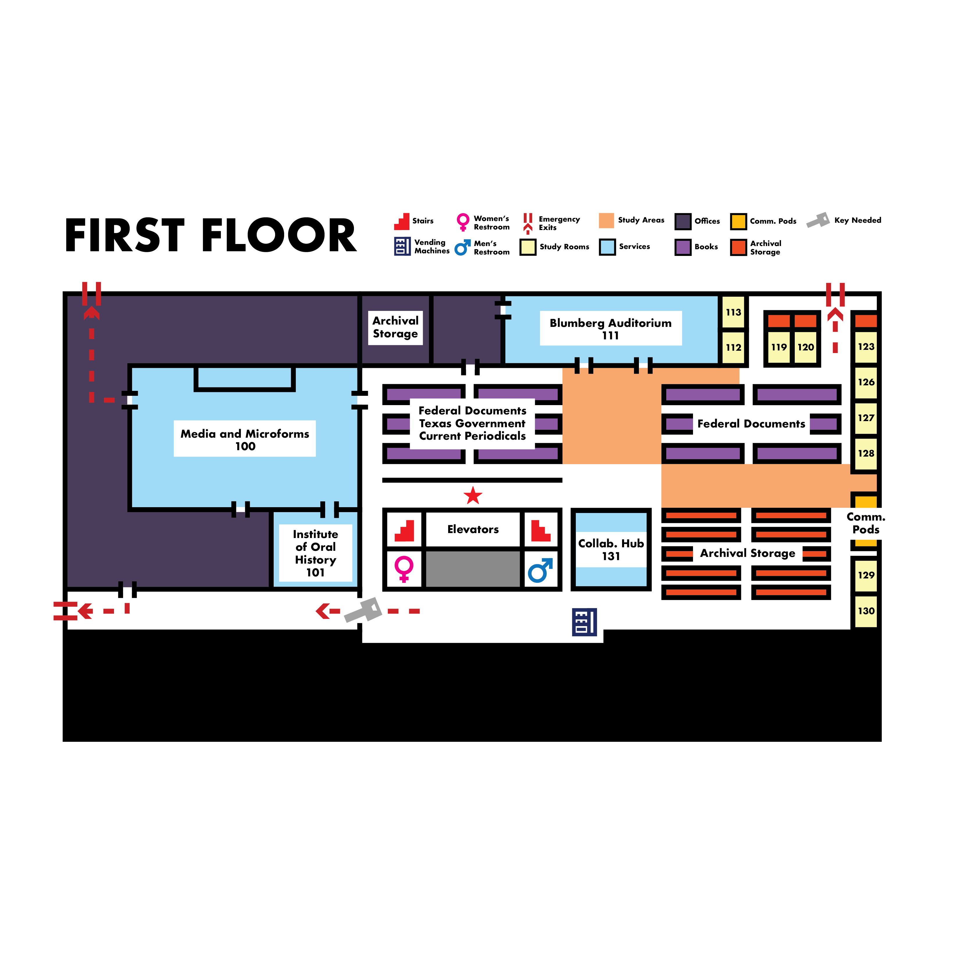 map of the library's first floor
